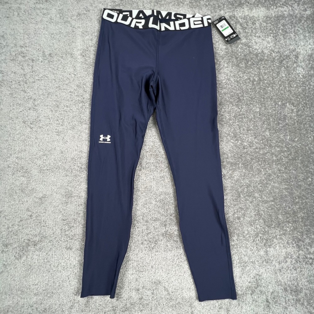 Under Armour Womens HeatGear Compression Leggings Navy Blue 1383559 Large NWT